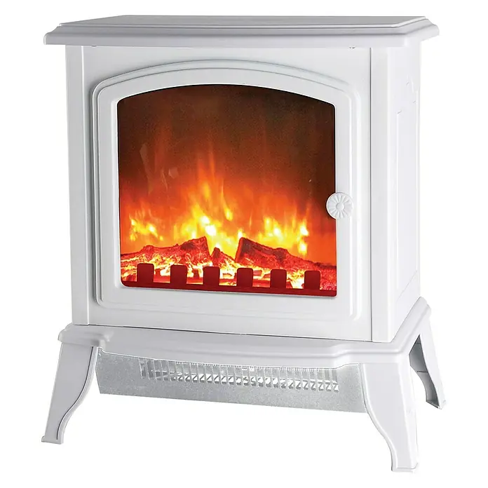 Voltomat HEATING Chimenea eléctrica Mini - Blanco - Una chimenea eléctrica blanca con llamas simuladas crea un ambiente cálido y acogedor en cualquier habitación.
