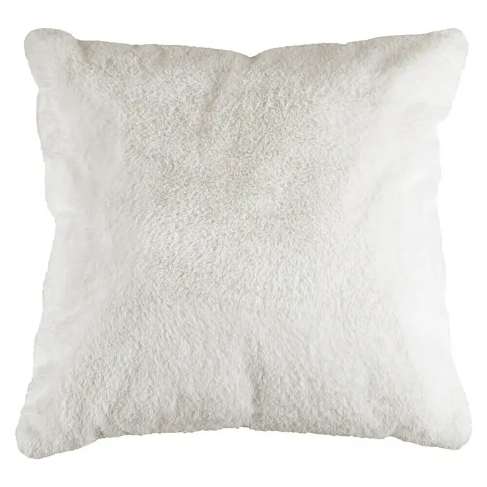 Kissen Happy - Elfenbein, 48 x 48 cm, 100 % Polyester - Weiches, quadratisches Kissen mit flauschiger Oberfläche in strahlendem Weiß, ideal für gemütliche Stunden auf dem Sofa.