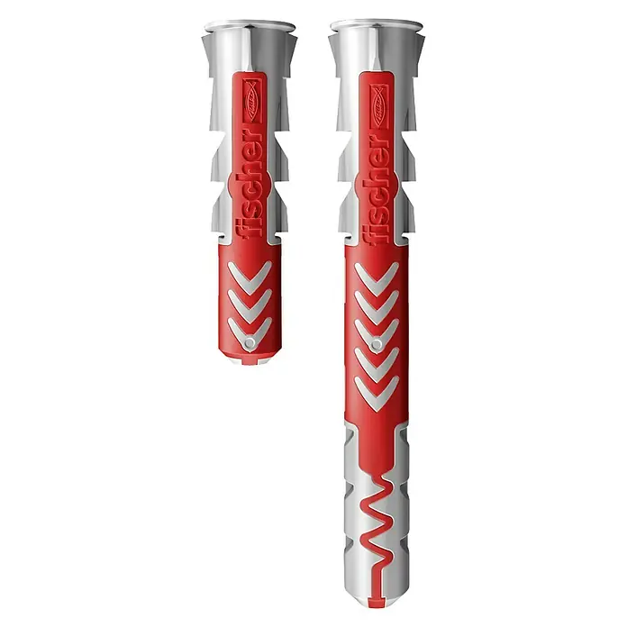 Fischer Dübelsortiment Duoline L-Boxx 102 - Mit Rand, 795 -tlg. - Zwei Fischer UX Universaldübel in unterschiedlichen Größen, rot und silberfarben, für sichere Befestigungen in verschiedenen Baumaterialien.