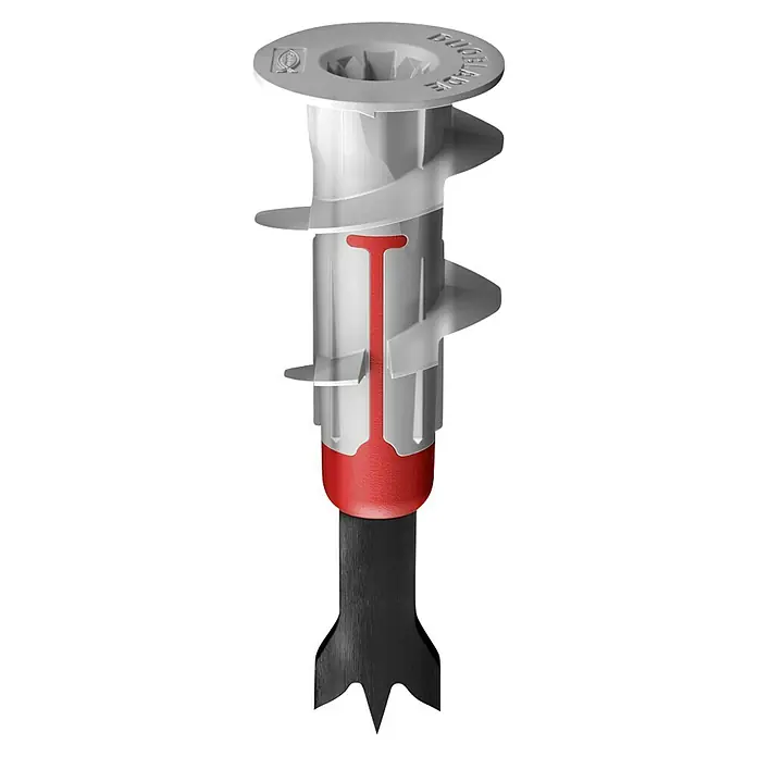 Fischer Dübelsortiment Duoline L-Boxx 102 - Mit Rand, 795 -tlg. - Nahaufnahme eines Gipskartondübel für Trockenbauwände, mit spiralförmigen Rippen und einer Spitze zum Einschrauben.