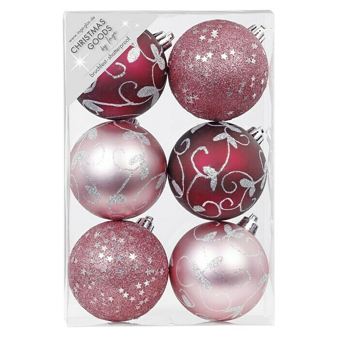 Christbaumkugel-Mix Berry Kiss (Rot, Kunststoff, Durchmesser: 8 cm, 6 Stk.)