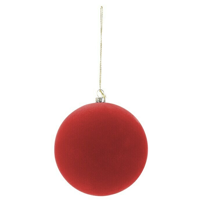 Christbaumkugel Velvet (Rot, Kunststoff, Durchmesser: 10 cm)