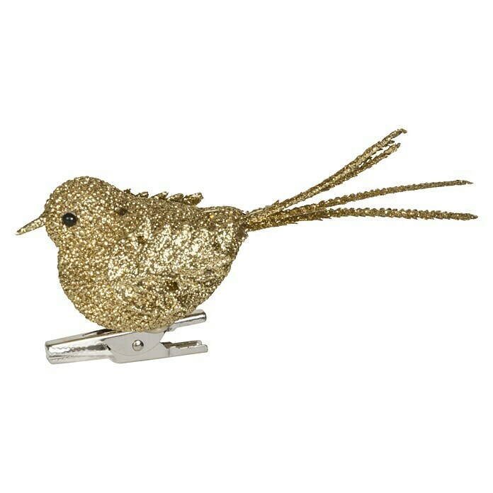 Christbaumschmuck VogelGold, Kunststoff Left Side View