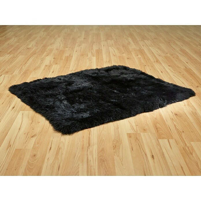 Lammfell Teppich Schwarz 120 x 60 cm