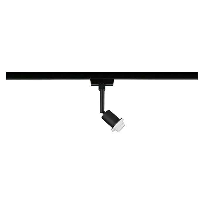 Paulmann URail Foco LED para riel DecoSystems - Portalámparas: E14, Color: Negro - Imagen de un foco negro sobre carril con un foco ajustable. Su diseño minimalista se combina bien en interiores modernos.