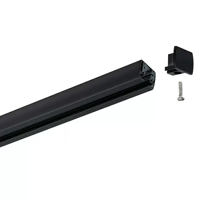 Paulmann URail Tapa final - Negro, Plástico, 2 ud. - Carril de iluminación negro, tapa final y tornillo. Componentes para sistema de carril.