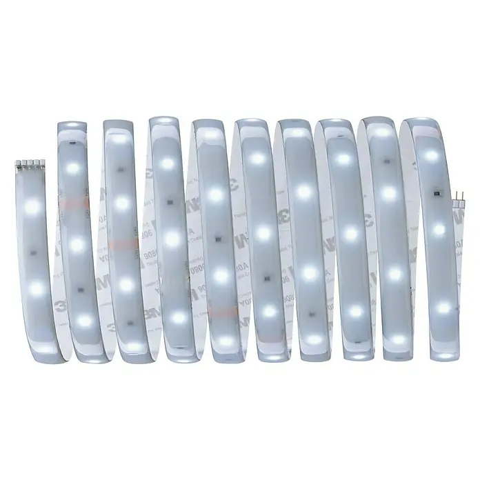 Paulmann MaxLED 250 Tira LED - Largo: 3 m, Color de luz: Blanco diurno, 12 W, 900 lm, IP44 - Tira LED enrollada con luces blancas frías brillantes y adhesivo 3M para una fácil instalación y aplicaciones versátiles.