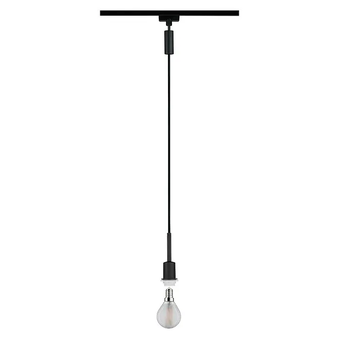 Paulmann URail Lámpara colgante DecoSystems - E14, Altura: 135 cm, Negro - Lámpara colgante minimalista con bombilla individual y cable negro, ideal para interiores modernos.