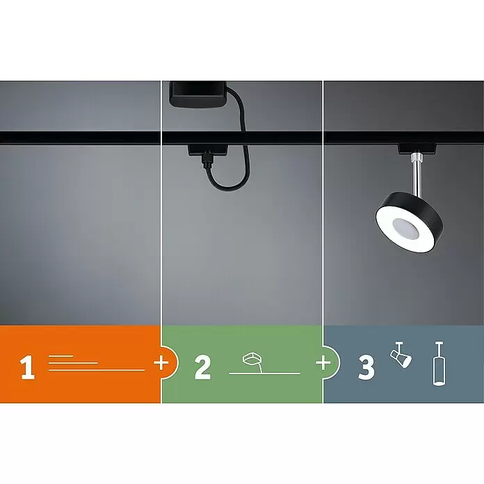 Paulmann URail Schiene100 cm, Metall, Schwarz