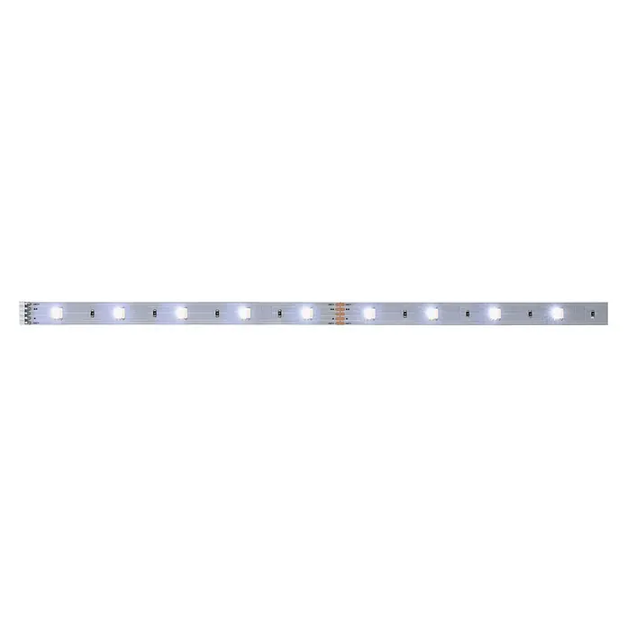 Paulmann MaxLED 250 Tira LED - Largo: 1 m, Blanco neutro, 4 W, 270 lm, IP20 - Primer plano de una tira de LED con LEDs blancos y brillantes, ideal para iluminación moderna y proyectos de bajo consumo.
