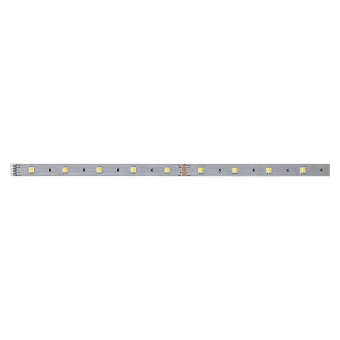 Paulmann MaxLED 250 Tira LED - Largo: 1 m, Blanco neutro, 4 W, 270 lm, IP20 - Un primer plano de una tira de LED, con pequeños LED rectangulares y puntos de conexión, ideal para iluminación de acento.