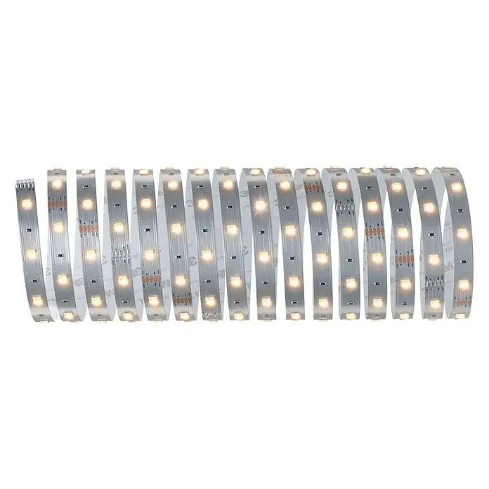 Paulmann MaxLED 250 Tira LED - Largo: 5 m, Blanco neutro, 17,5 W, 1.350 lm, IP20 - Esta imagen muestra una tira de luz LED enrollada que emite un brillo cálido y blanco, ideal para iluminación decorativa.
