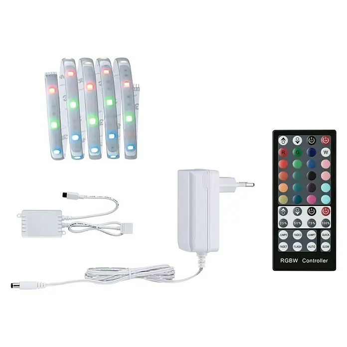 Paulmann MaxLED 250 LED-Band Basisset RGBW Protecting Cover IP44 - Länge: 1,5 m, Lichtfarbe: RGBW, 10 W, 345 lm - RGBW LED-Streifen-Set mit Fernbedienung und Netzteil für stimmungsvolle Beleuchtung. Einfache Installation und vielseitige Farbauswahl.