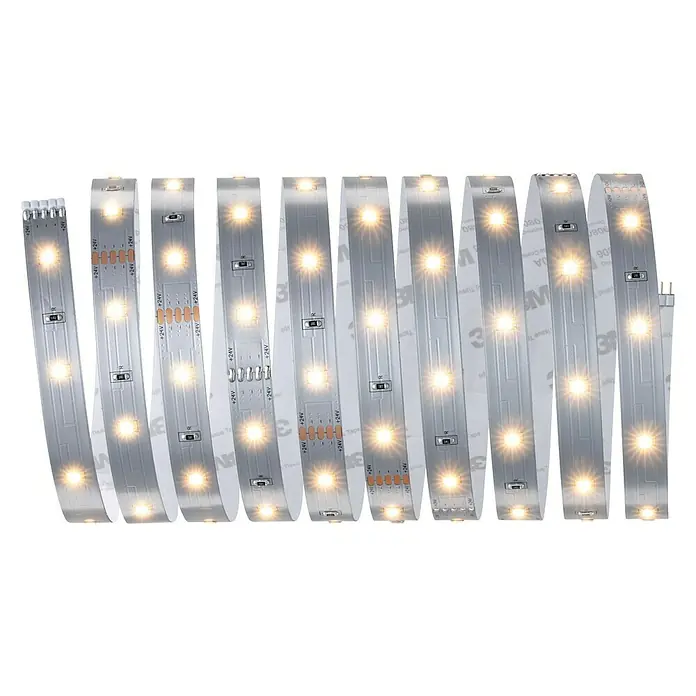 Paulmann MaxLED 250 Tira LED - Largo: 3 m, Color de luz: Blanco cálido, 12 W, 900 lm - Tiras LED con luces blancas cálidas y un dorso autoadhesivo para una fácil instalación e iluminación ambiental.