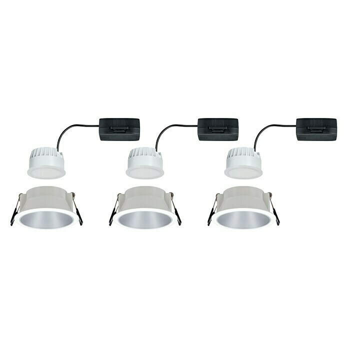 Paulmann LED-Einbauleuchte Cole (19,5 W, Weiß/Silber, Warmweiß, 3 Stk.) | BAUHAUS