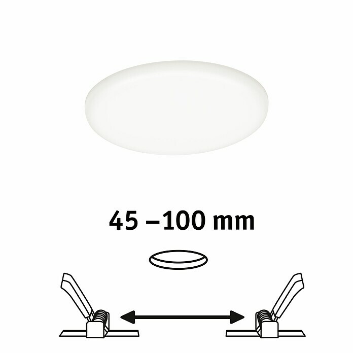 Paulmann LED-Panel rund Veluna VariFit8,5 W, Ø x H: 12,5 x 3,1 cm, Satin, Neutralweiß, 4.000 K View From Below