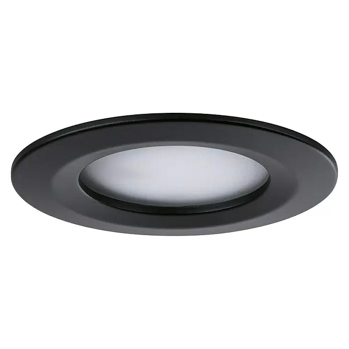 Paulmann Nova LED-Einbauleuchten-Set - 6,5 W, 3 Stk., Warmweiß, Durchmesser: 7,8 cm, Schwarz - Produktansicht einer modernen, runden LED-Einbauleuchte mit schwarzem Rahmen und diffuser Lichtabdeckung, ideal für stilvolle Innenräume.