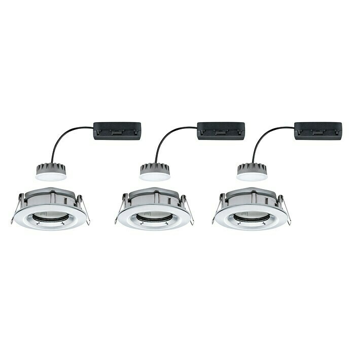 Paulmann LED-Einbauleuchten-Set (6,8 W, Weiß/Chrom, Durchmesser: 9,3 cm, IP65, 3 Stk.)