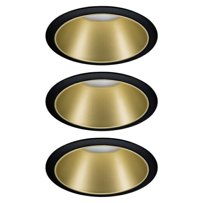 Paulmann Downlight LED empotrable Cole (19,5 W, Negro/Dorado, Blanco cálido, 3 ud.) | BAUHAUS