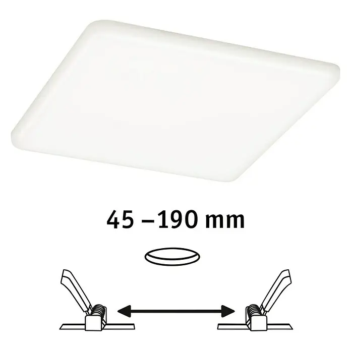 Paulmann Panel LED Veluna - 17,5 W, L x An x Al: 18,5 x 18,5 x 3,1 cm, Satin, Blanco neutro, 4.000 K - Imagen de una lámpara de techo LED cuadrada, diseñada para una fácil instalación y proporciona una iluminación brillante.