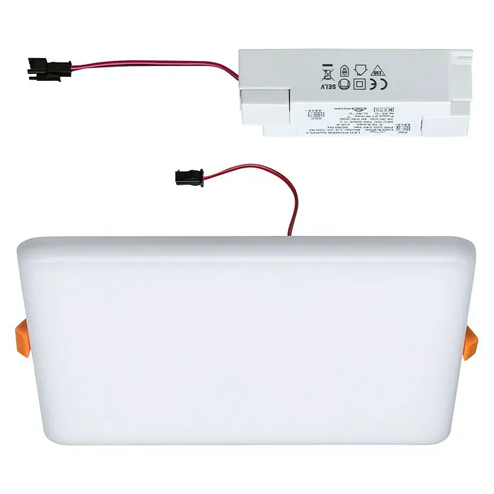 Paulmann Panel LED Veluna - 17,5 W, L x An x Al: 18,5 x 18,5 x 3,1 cm, Satin, Blanco neutro, 4.000 K - Primer plano de una lámpara de techo LED con driver, ideal para interiores modernos, proporcionando iluminación eficiente y fácil instalación.