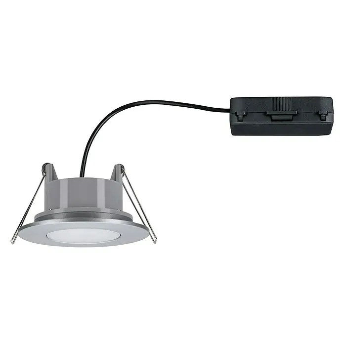 Paulmann LED-Einbauleuchte Calla - 6 W, Chrom, IP65 - LED-Einbaustrahler in Silber mit Anschlusskabel und schwarzer Box für den Deckenbereich. Modernes Design für eine stilvolle Beleuchtung.