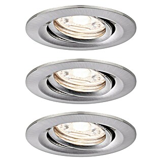 Paulmann Set de focos LED empotrables Nova MIni (12 W, Hierro cepillado, Blanco cálido, Cabezal de lámpara móvil)