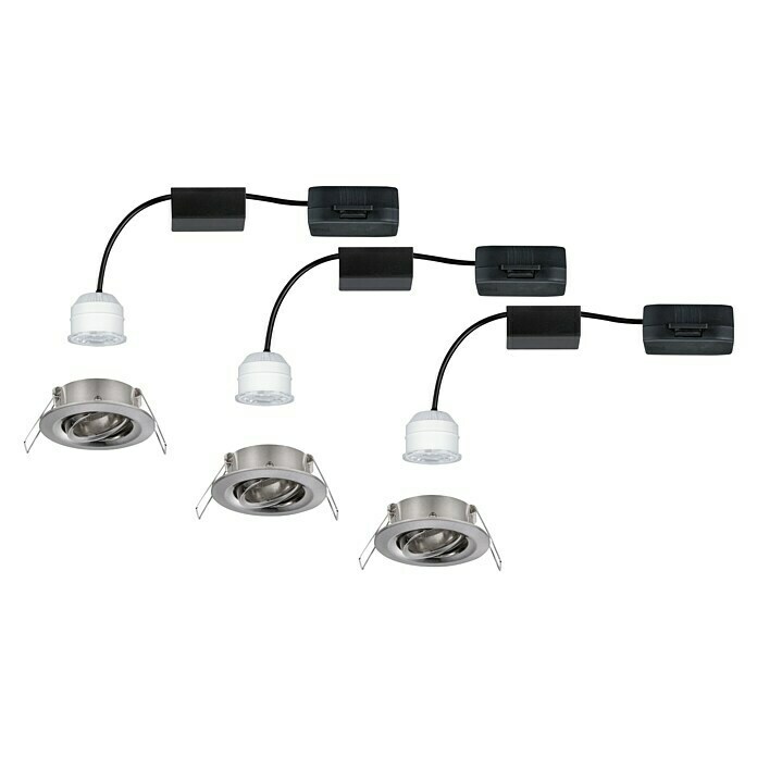 Paulmann LED-Einbauleuchten-Set (3 x 4 W, Eisen gebürstet, IP44)