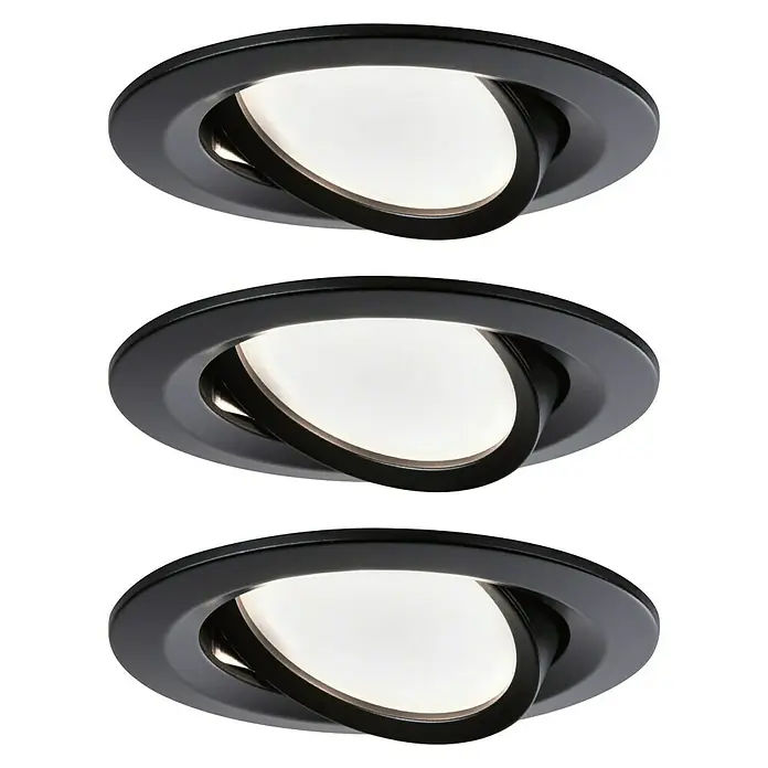 Paulmann Nova LED-Einbauleuchten-Set - 6,5 W, 3 Stk., Warmweiß, 8,4 cm, Schwarz - Drei schwarze LED-Einbaustrahler in runder Form. Das Licht ist warmweiß und erhellt jeden Raum auf elegante Weise.