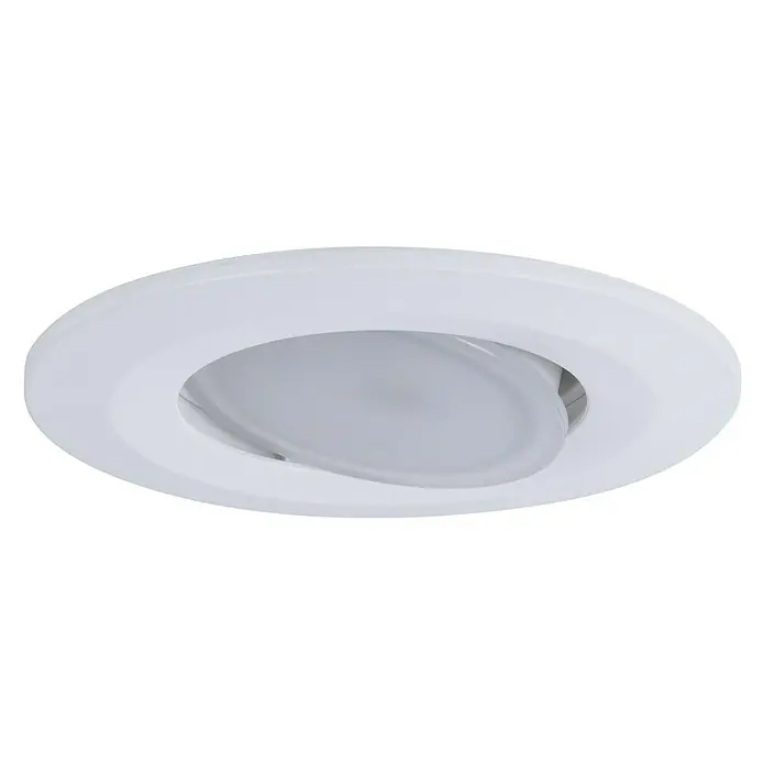 Paulmann Downlight LED empotrable Calla - Blanco neutro, 10 ud., IP65, Diámetro: 90 mm, Blanco - Primer plano de una lámpara de techo LED blanca, ideal para interiores modernos. Asegura una iluminación uniforme y eficiente.