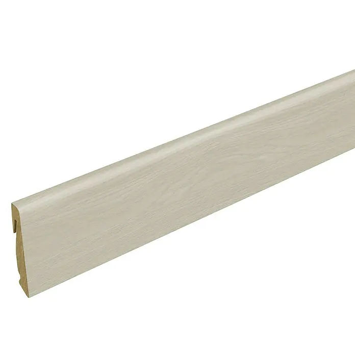 Profiles and more Sockelleiste FU147H Eiche Weiß - 240 cm x 18,5 mm x 38,5 mm, MDF - Bordürenprofil aus Holz, ideal für die Dekoration und Veredelung von Innenräumen. Robustes und stilvolles Gestaltungselement.