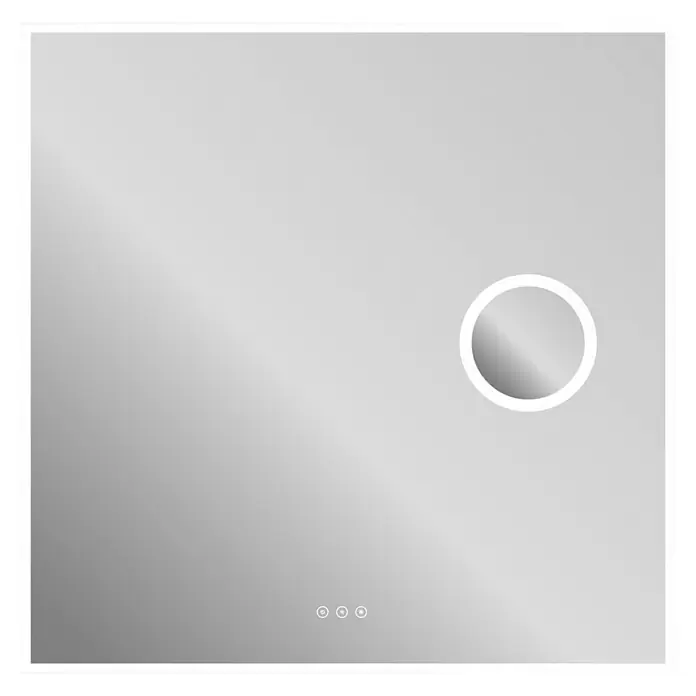 Espejo con luz Shira - 80 x 80 cm - Espejo cuadrado moderno con iluminación LED y botones de sensor táctil. Ideal para baño o vestidor.