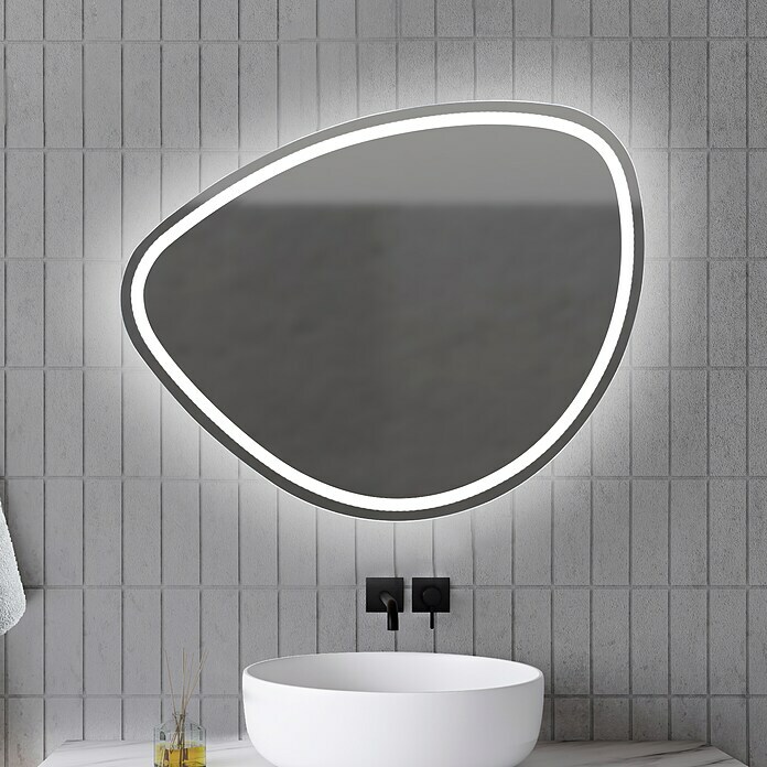 Espejo con luz LED Stone (An x Al: 80 x 60 cm)