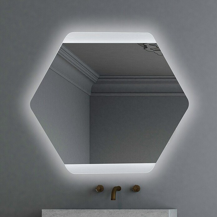 Espejo con luz LED Helix (An x Al: 80 x 70 cm)