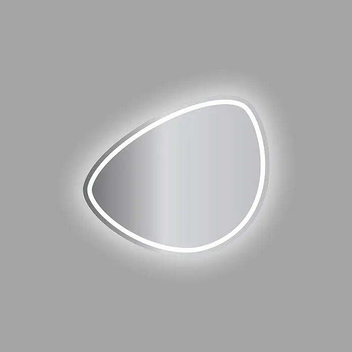 Espejo con luz Stone - 80 x 60 cm - Un espejo moderno de forma irregular con un contorno LED blanco brillante, que emite una luz suave y difusa.
