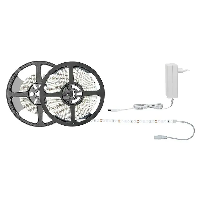 Paulmann LED-Band Strip - Länge: 7,5 m, Lichtfarbe: Kaltweiß, 20 W, 1.402 lm - LED-Streifen-Set mit zwei Rollen, Adapter und Anschlusskabel, ideal für stimmungsvolle Beleuchtung.