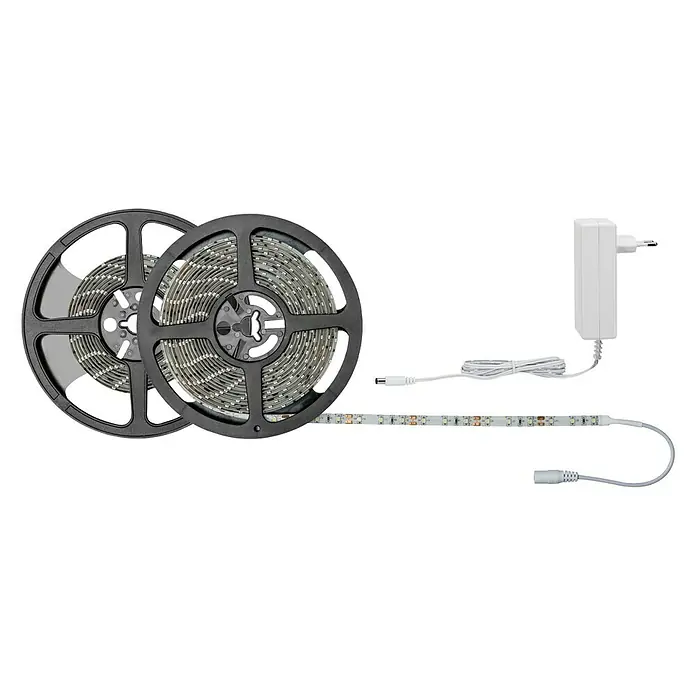 Paulmann LED-Band Strip - Länge: 7,5 m, Lichtfarbe: Kaltweiß, 20 W, 1.402 lm - LED-Streifen mit Rollen und Netzteil. Die LED-Leiste ist auf zwei Rollen aufgewickelt und wird mit einem Netzteil geliefert.