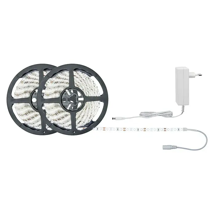 Paulmann LED-Band Strip - Länge: 10 m, Lichtfarbe: Tageslichtweiß, 22 W, 1.870 lm - LED-Streifen-Set mit zwei Rollen, Netzteil und Verbindungskabel für flexible Beleuchtungslösungen im Innenbereich.