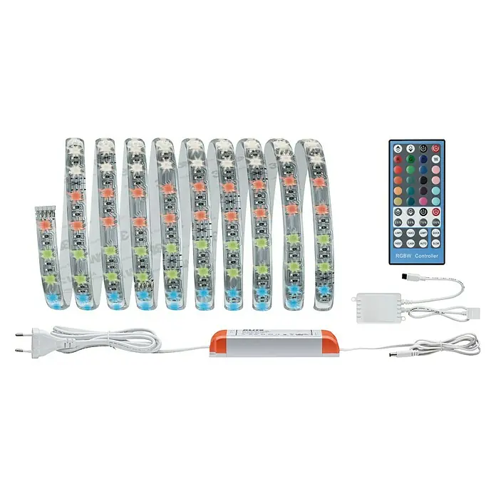 Paulmann MaxLED 500 LED-Band RGBW Basisset - 3 m, RGBW, 36 W - LED-Streifen-Set mit Fernbedienung, Netzteil und Stecker. Perfekt für stimmungsvolle Beleuchtung und einfache Installation.