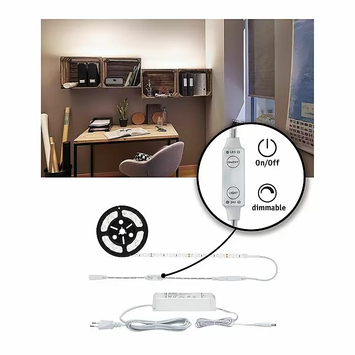 Paulmann LED-Band Power Strip - Länge: 3 m, Lichtfarbe: Neutralweiß, 33 W, 3.300 lm, 24 V - Detailaufnahme
