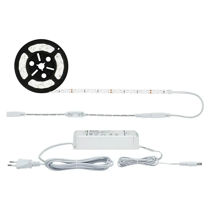Paulmann LED-Band Power Strip - Länge: 3 m, Lichtfarbe: Neutralweiß, 33 W, 3.300 lm, 24 V - LED-Streifen-Set: Flexibler LED-Streifen auf Rolle mit Anschlusskabel, Netzteil und Stecker für einfache Installation und vielseitige Beleuchtung.