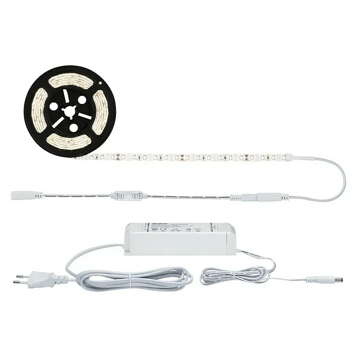 Paulmann LED-Band Power Strip - Länge: 3 m, Lichtfarbe: Warmweiß, 33 W, 3.300 lm, 24 V - LED-Streifen-Set mit Aufroller, Dimmer, Netzteil und Stecker für flexible Beleuchtungslösungen im Innenbereich.