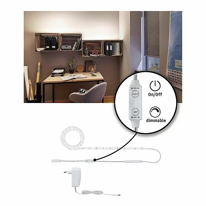 Paulmann LED-Band Power Strip - Länge: 1,5 m, Lichtfarbe: Neutralweiß, 17 W, 1.650 lm, 24 V - Detailaufnahme