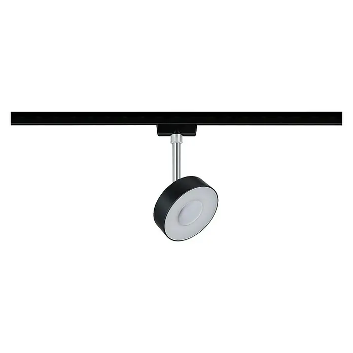 Paulmann URail LED-Spot Circle - 5 W, Schwarz, Chrom, Warmweiß - Ein moderner, schwarzer LED-Strahler an einer Schiene, ideal für Akzentbeleuchtung in jedem Raum. Stilvolles Design trifft auf Funktionalität.