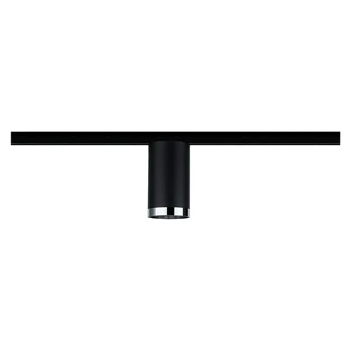Paulmann URail LED-Spot Tube - Schwarz, Chrom, GU10, Ø x H: 6,5 x 11,2 cm - Schwarze Deckenleuchte mit silbernem Akzent, montiert an einer schwarzen Schiene. Elegante und moderne Beleuchtung für jeden Raum.