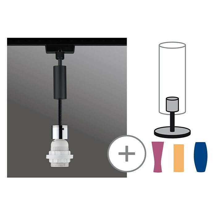 Paulmann URail 2Easy Pendelleuchte Basic20 W, Schwarz, Höhe: 150 cm Front View