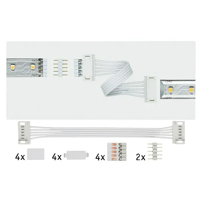 Paulmann MaxLED Juego de conectores - 2 ud. - Primer plano de conectores y accesorios para tiras de luz LED para una fácil instalación y personalización.