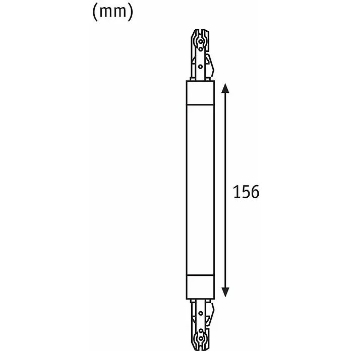 Paulmann URail Flex-Verbinder Flex II - Weiß, Länge: 227 mm - Schematische Darstellung eines Hydraulikzylinders mit einer Länge von 156 mm, wie sie in technischen Zeichnungen verwendet wird.