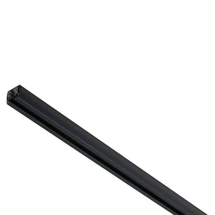 Paulmann URail Gleiter - 200 cm, Metall, Schwarz - Nahaufnahme einer schwarzen Stromschiene mit ihrem schlichten und modernen Design. Sie ist perfekt für die flexible Beleuchtung.