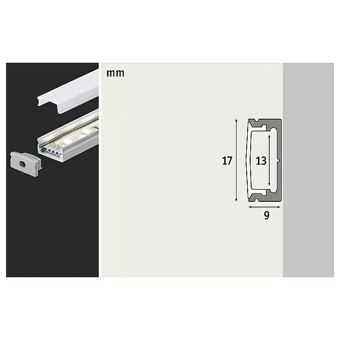 Paulmann Profil Diffusor - Länge: 100 cm, Aluminium - Detailaufnahme